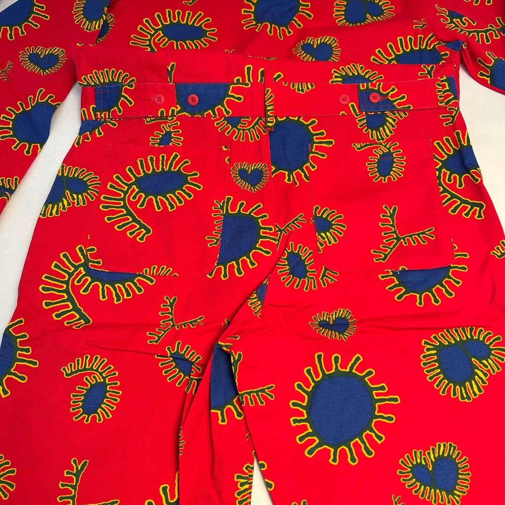 Obey Twill Coverall Jumpsuit "Paisley" Red/Blue - Picture 7 of 11